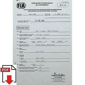 1997 Alfa Romeo T.Spark 1.8 16v FIA homologation form PDF download